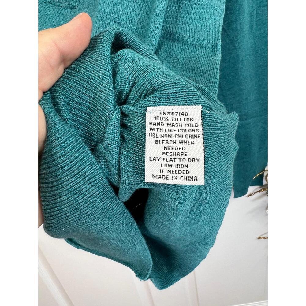 Full Tilt Hooded Top Long Sleeve Size M Teal Green Pullover Casual Deep V-Neck - Picture 7 of 8